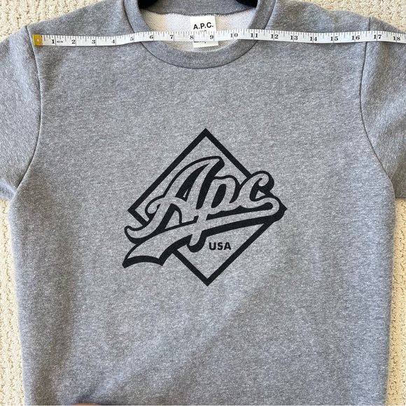 A.P.C. Sherman Gray Crewneck Graphic Logo Pullover Long Sleeve Sweatshirt S - Picture 15 of 15